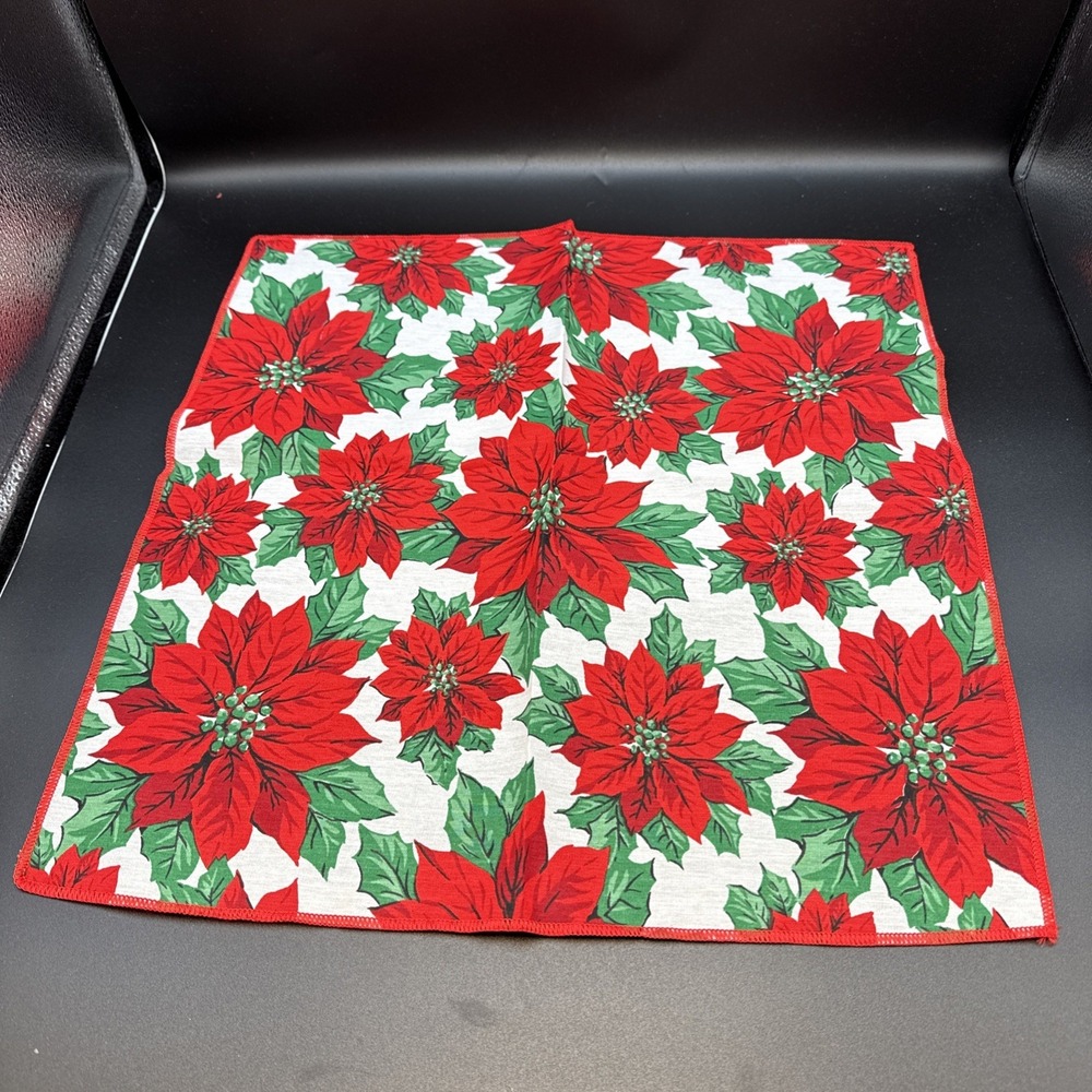 Set Of 4 Napkins Christmasโ Poinsetta 17" Square NWOT